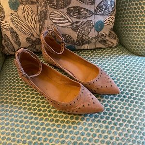 Frye Suede Ankle Strap Flats
